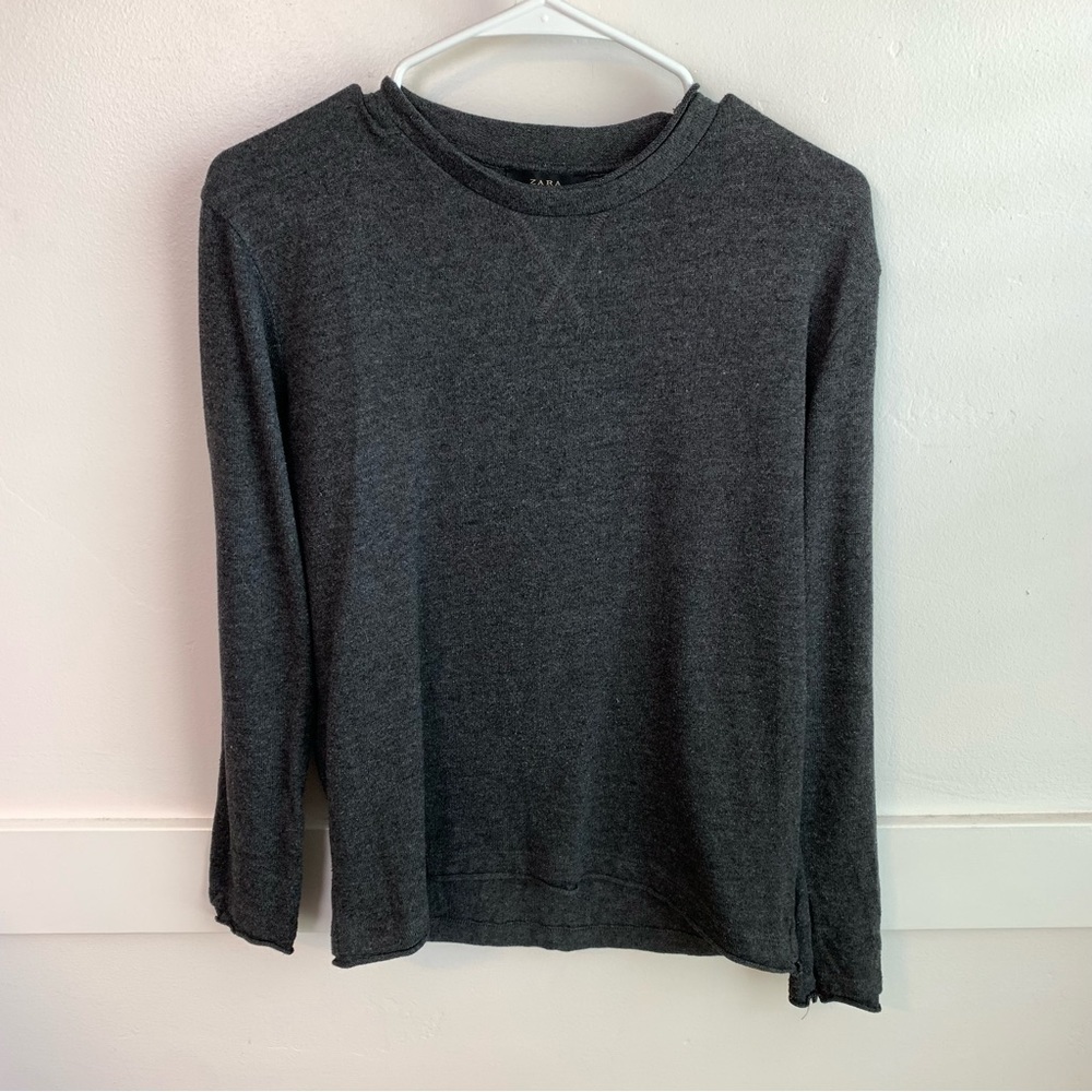 Zara Dark Gray Crewneck Long Sleeve Sweater